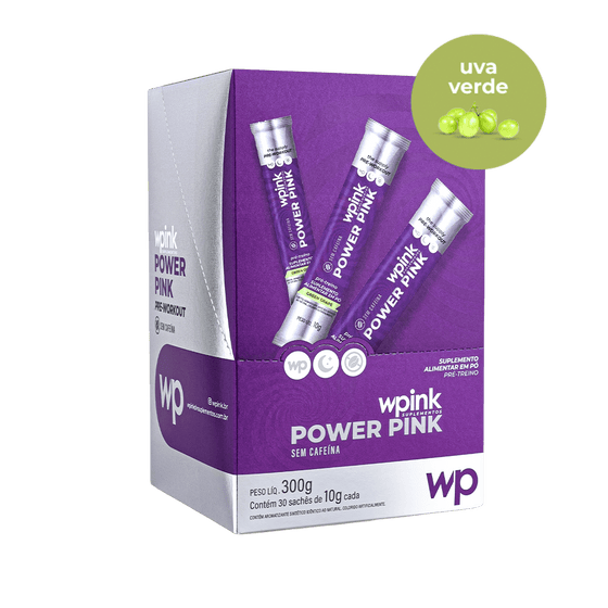 power pink sem cafeína de uva verde - pré-treino - 300g - wp