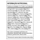 Tabela de informação nutricional do suplemento infantil WP Ultra Kids, com a lista completa de vitaminas e minerais por porção.