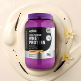Whey Protein Baunilha 1kg Pote em Cenário com Baunilha